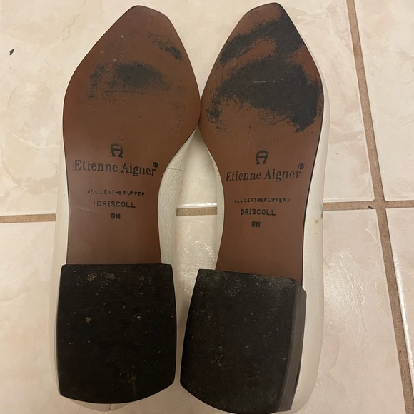 Etienne Aigner White Leather Flats size 8 - Picture 3 of 3